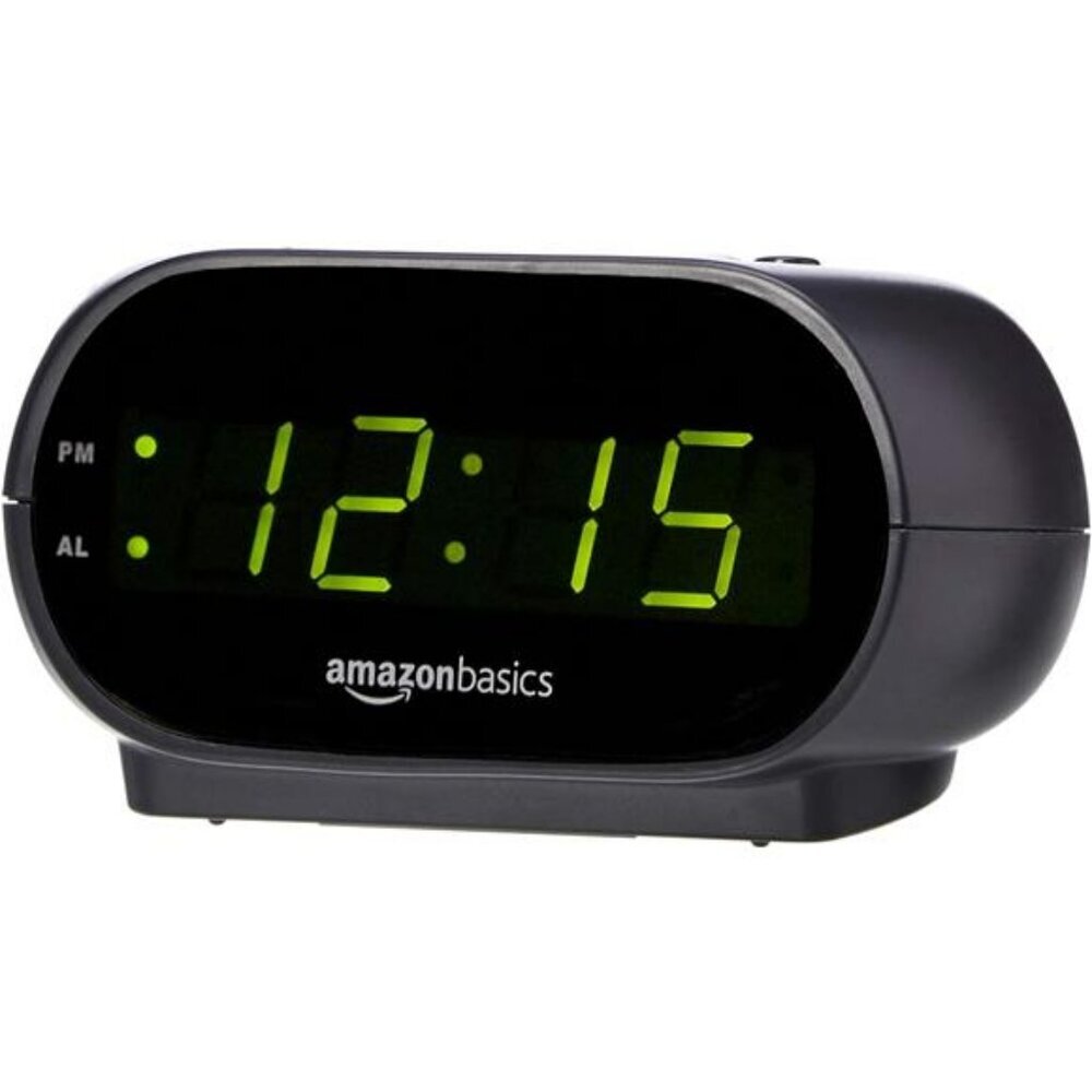 Black Digital LED Alarm Clock with Snooze Nightlight Battery Backup Compact